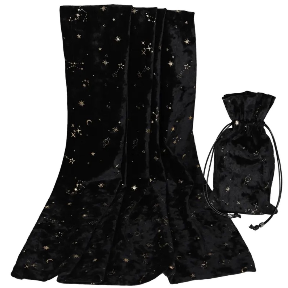 Black Velvet Divination Table Cloth - Altar Cloth | Tarot Card Reading mat